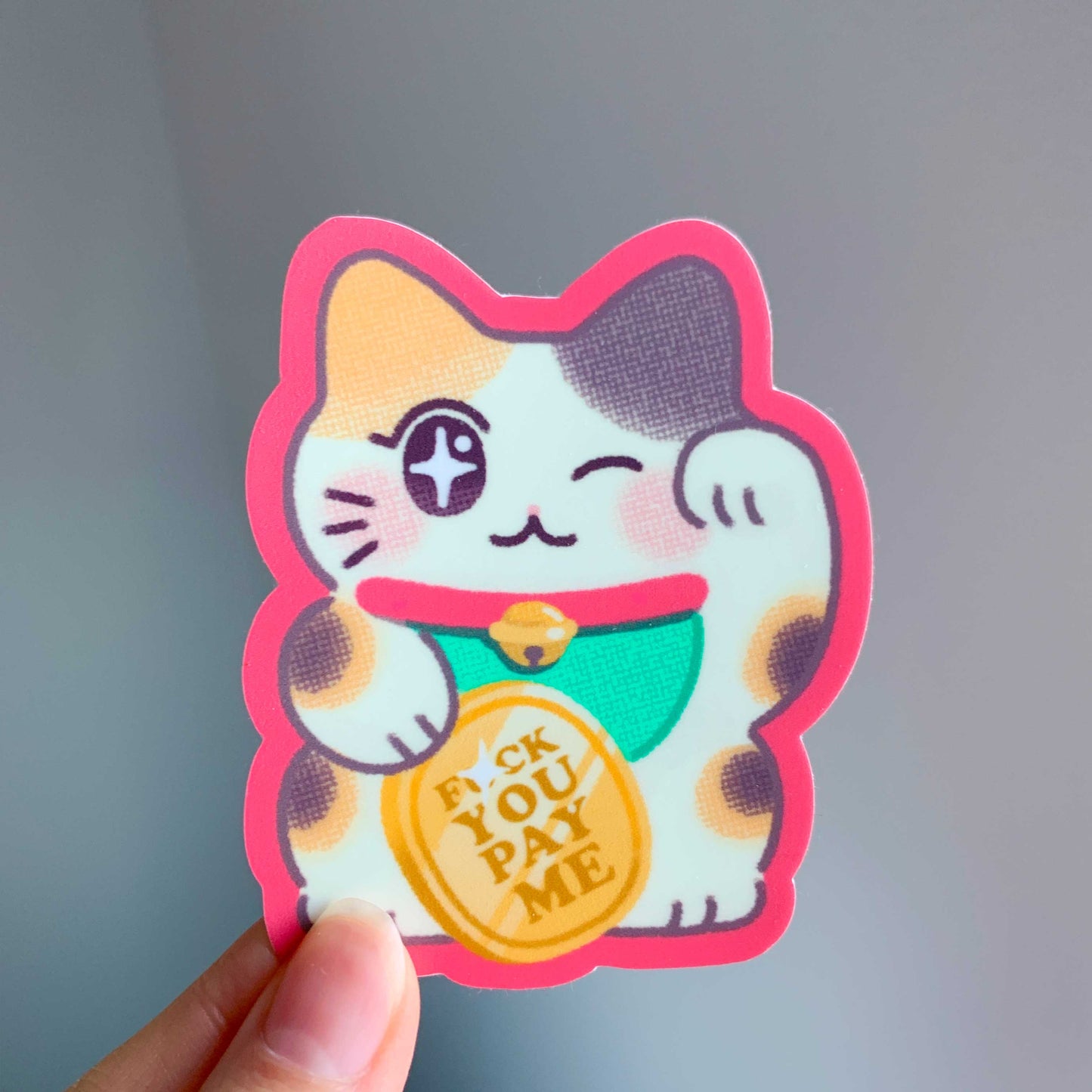 F You Pay Me Maneki Neko Lucky Cat Vinyl Sticker