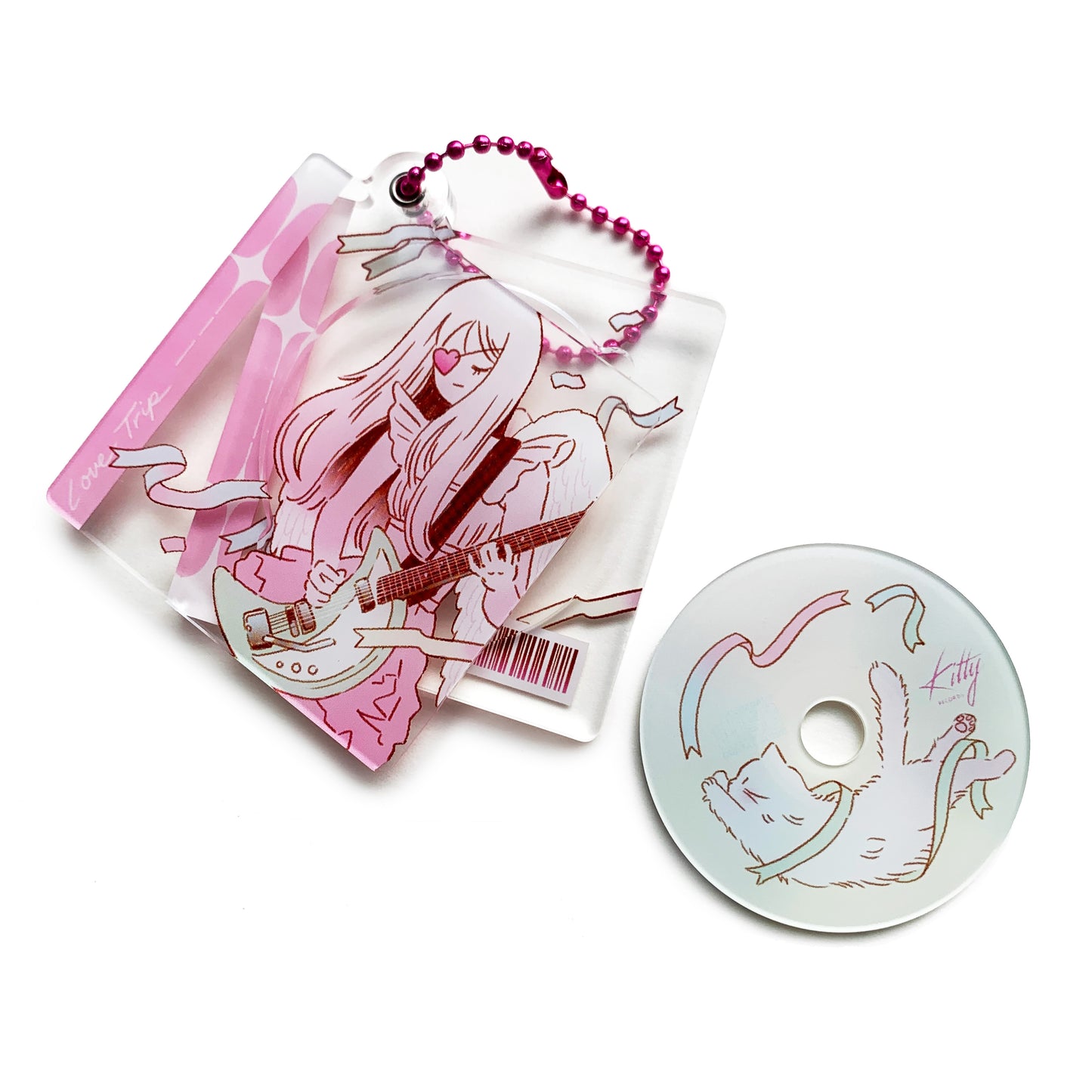 Guitar Girl CD Keychain Charm