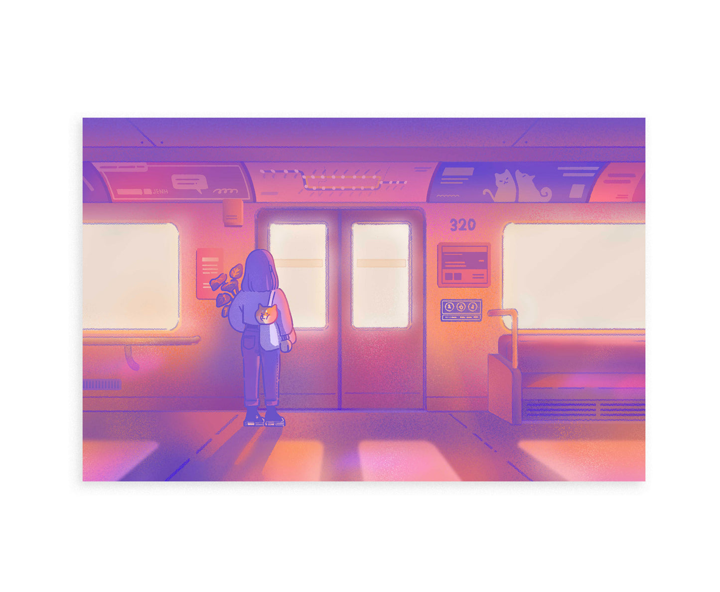 Sunset Train Postcard