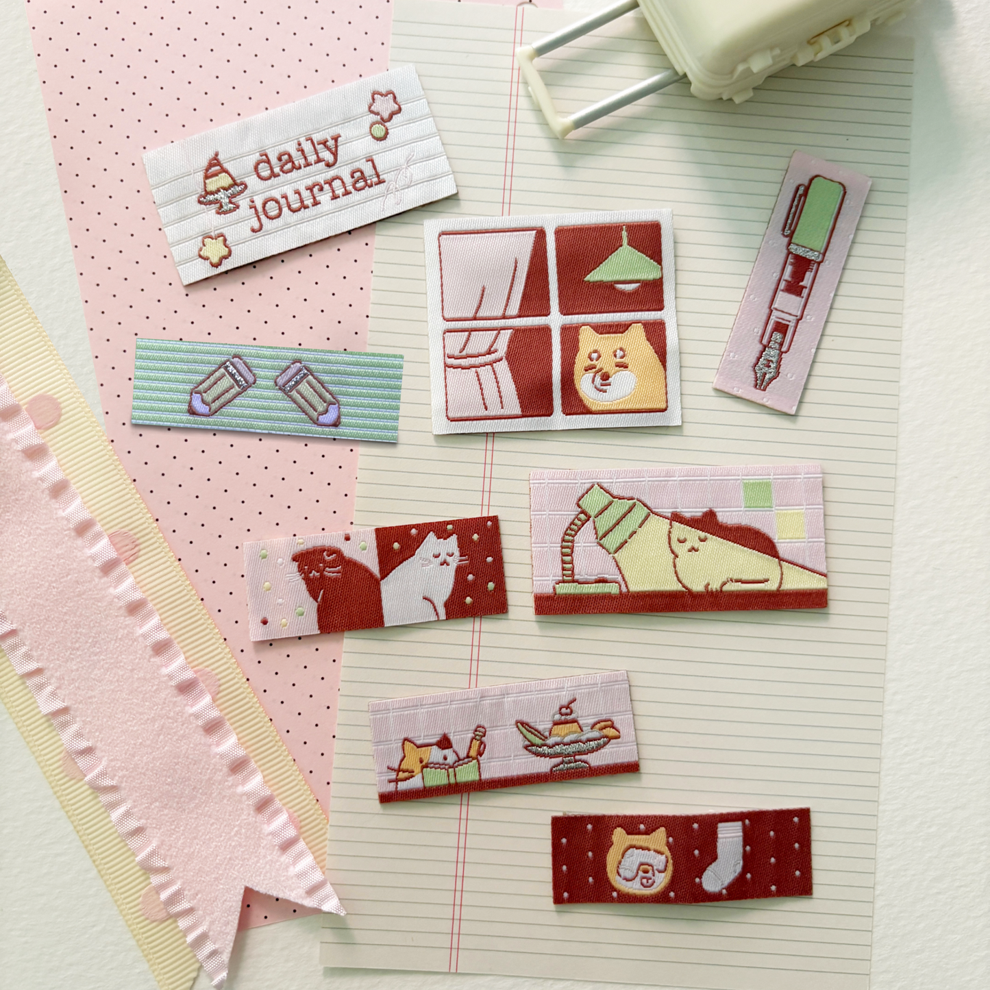 Woven Fabric Patch Sticker Daily Journal