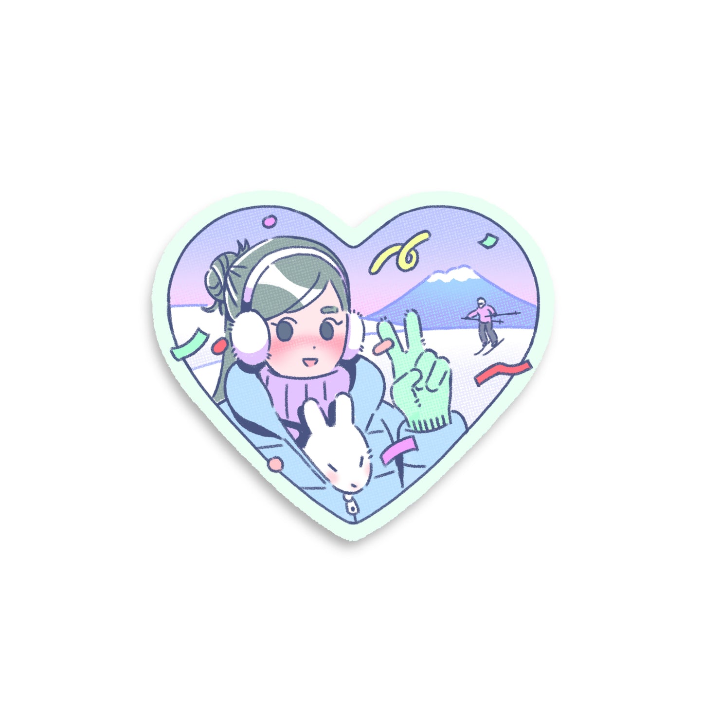 Snow Bunny Heart Vinyl Sticker