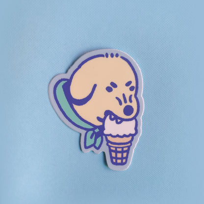 Dog Biting Iceream Vinyl Sticker
