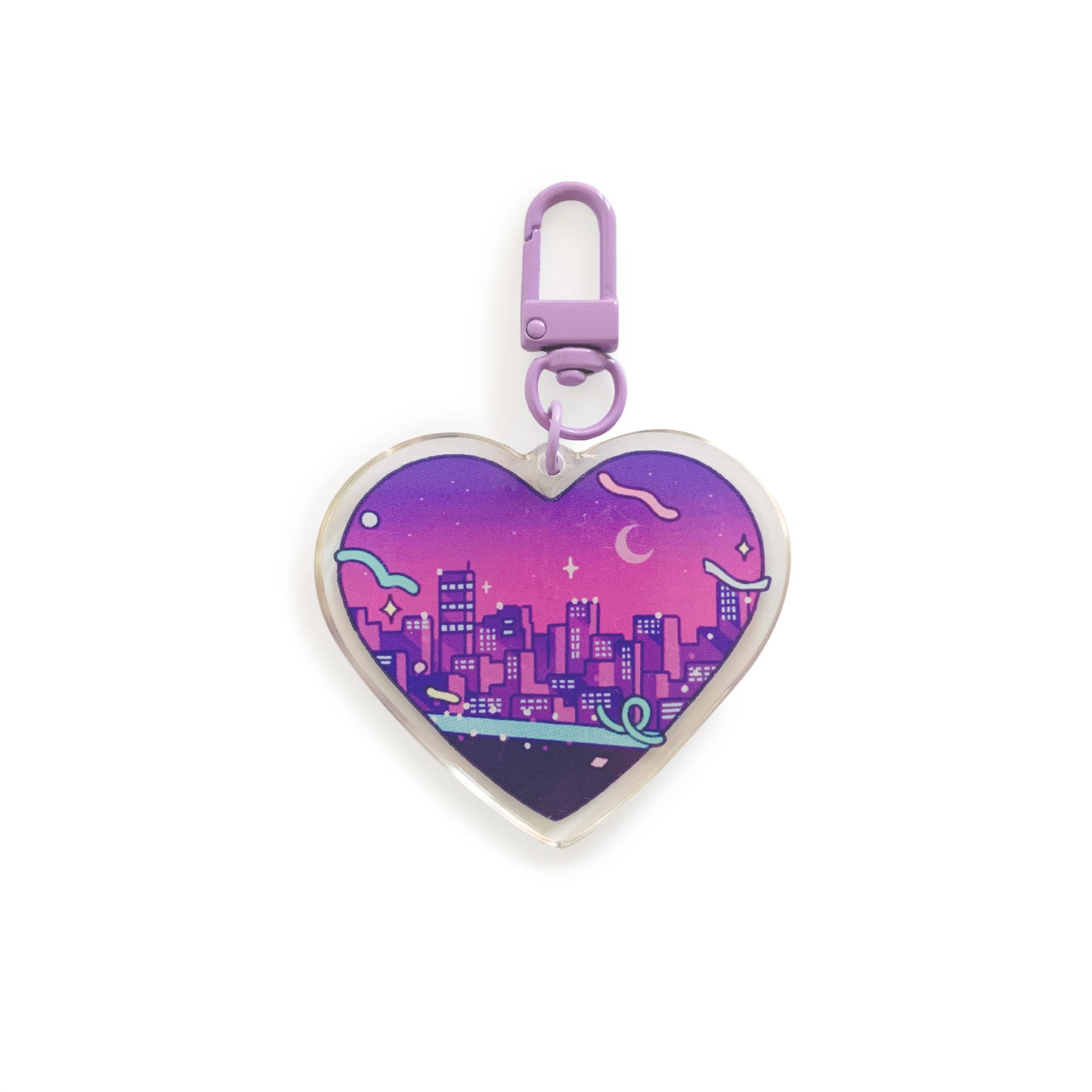 City Pop Night Heart Keychain