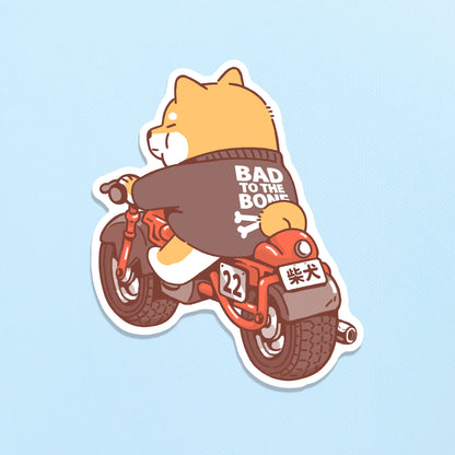 Shiba Bad to the Bone Motorcycle Vinyl Sticker