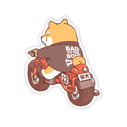 Shiba Bad to the Bone Motorcycle Vinyl Sticker